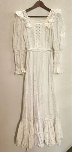 GUNNESAXクロシェミックスロングワンピース黒タグ vintage 60s - メルカリ
