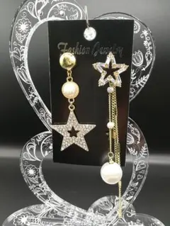 アシンメトリー スター パール ピアス