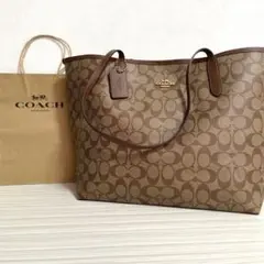 早い者勝ち！訳あり新品 COACH トートバッグ シグネチャー柄 ブラウン