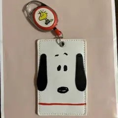 スヌーピー パスケース リール付きキーホルダー