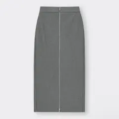 GU フロントジップナローロングスカート S グレー