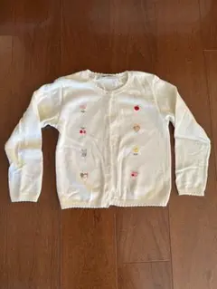 familiar 刺繍ホワイトカーディガン 110cm