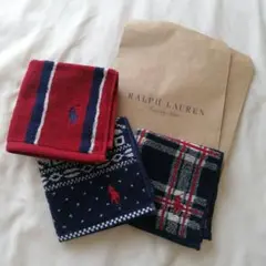 【新品未使用】RALPH LAUREN　タオルハンカチ　3枚セット　ギフト袋付き