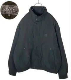 レトロ古着くすみカーキ エンブレム刺繍 中綿ブルゾンゆったりサイズ