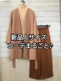 新品☆L♪キャメル色コーディネイトセット♪きれいめコーデ☆y318