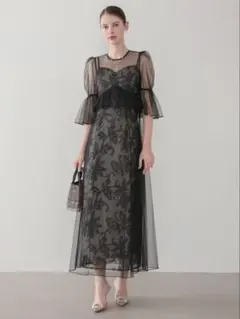 フラワースパンコールチュールシアーキャミワンピースドレス結婚式