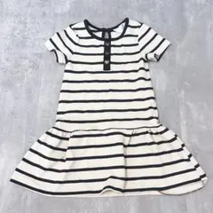 H&M 子供服 ジャージーAラインワンピース ボーダー 半袖 夏服 90のサムネイル