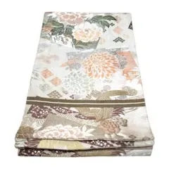 多色花柄 丸帯　全通　きもの　帯　和服　和装　リメイク　おしゃれ