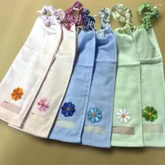 163.おりこうエプロン　おりこうタオル　タオルエプロン　6枚組　花柄　女の子