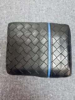 BOTTEGA VENETA二つ折り財布 ブラック×ブルー