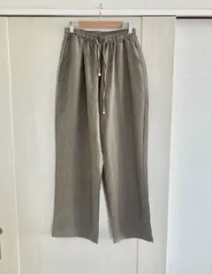 しまむら　ストライプ柄 ワイドパンツ イージーパンツ M カーキ