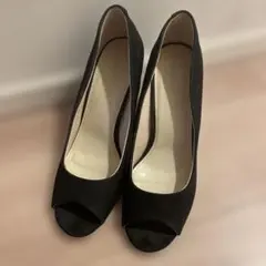 oriental traffic オープントゥ　ブラック　スエード