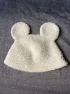 ミッキー耳付きフワフワニットハット バケハ ミッキー耳付きニット帽 58cm