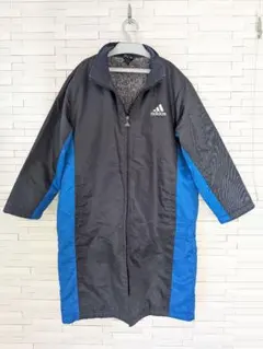 adidas ベンチコート 黒×青　140 サッカー　野球