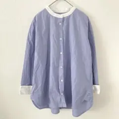 zootie クレリック バンドカラーシャツ ノーカラー　ブルー Mのサムネイル