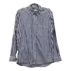UNIQLO ネイビー　ホワイト　ストライプ　長袖シャツ　ストライプシャツ