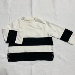 GU ジーユー ストライプニット Mサイズ 7分袖 ショート丈 白黒 ボタン付き