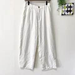 【スタジオクリップ】 リネン混 テーパードパンツ M バックゴム クロップド丈
