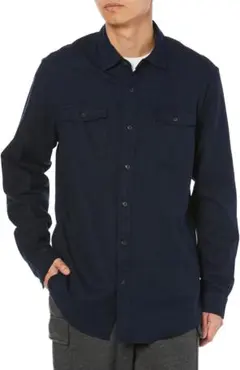 [Amazon Essentials] フランネルシャツ 長袖 メンズ ネイビー