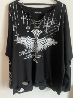 REFLEM（レフレム）♡裾ダメージ・顔料加工クロス刺繍ロンT - メルカリ