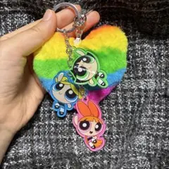 パワーパフガールズ レインボー　キーホルダー　ストラップ　じゃらじゃら　カラフル