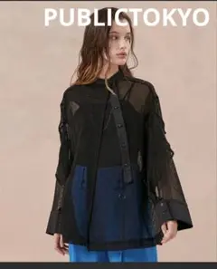 美品 パブリックトウキョウ メッシュレイヤー オーバーサイズシャツ