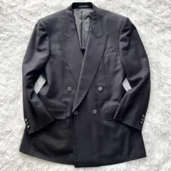 【希少XL】LANVIN ランバン ダブル テーラードジャケット 銀ボタン　紺