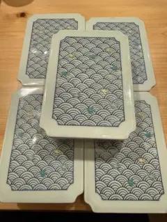 波模様の陶器製皿セット　千鳥　有田焼き