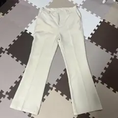 スラックス M アイボリー センタープレス きれいめ 春夏 美脚