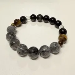 天然石 水晶 デザインブレスレット（ブラックルチルクォーツ）