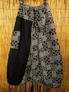 【ＳＡＬＥ】②①新品＊コットン素材＊黒色＋和風プリント＊ふんわり＊サルエルパンツ