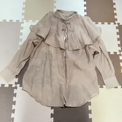 NICE CLAUP ボウタイブラウス フリル ピンクベージュ 上品 長袖