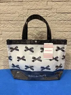 OLIVE des OLIVE リボン柄 プールバッグ ブラック　ホワイト　①のサムネイル