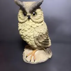 A 信楽焼風 フクロウ 置物 陶器 特大33cm 玄関 庭 縁起物 オブジェ