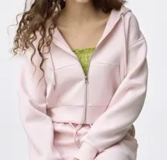 GU パフスウェットフルジップパーカー ピンク　Mサイズ