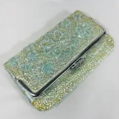 水色ビーズ装飾クラッチバッグ