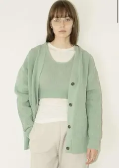 CLANE BUSTIER SET KNIT CARDIGAN ミント