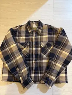 チェック柄フランネルシャツ 長袖 ネイビー ベージュ