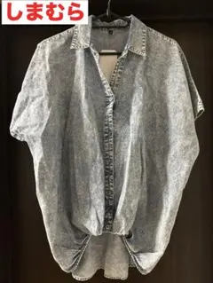 しまむら　デニム　半袖シャツ　Mサイズのサムネイル