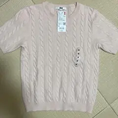 UNIQLO ケーブルニット 半袖セーター M ピンク