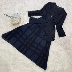 BURBERRY LONDON シルク混 上下 セットアップ 紺 カーディガン