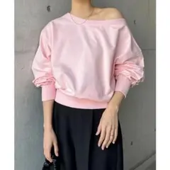 andme ボリューム袖 オフショルダー　トップス　M ピンク