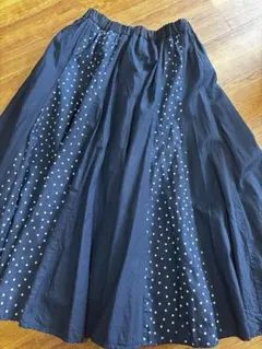 パラスパレス♡ドット柄切り替えフレアスカート ネイビーのサムネイル