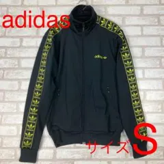 アディダスジャージ上  ブラック　S  刺繍ロゴ　90 レア