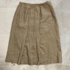 【レマロン】茶系チェック柄 プリーツスカート　一部ゴム　ポケットあり★