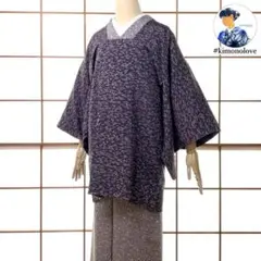 和装コート 道行 正絹 袷 松の木柄 濃い青紫 深縹色 着物 A-2608