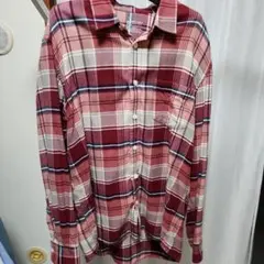 無印良品　赤系チェック柄 長袖ネルシャツ L