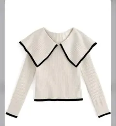 ビッグカラー配色リブニットトップス[k9280d]