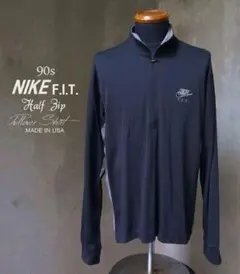 90s USA製 NIKE F.I.T. 黒 ハーフジップ プルオーバーシャツのサムネイル