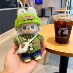 専用　ラブブぬいぐるみ着17cmオーバーオール着せ替え服6点セット 緑